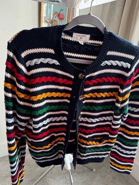 La Ligne Navy and White Striped Cardigan